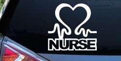 Nurse Heart in Heart Beat Car or Truck Window Decal Sticker