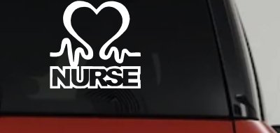 Nurse Heart in Heart Beat Car or Truck Window Vinyl Decal Sticker