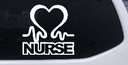 Nurse Heart in Heart Beat Car or Truck Window Decal Sticker