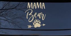 Mama Bear with Paw and Arrow Car or Truck Window Decal Sticker (Desert Sand)