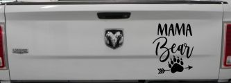 Mama Bear with Paw and Arrow Car or Truck Window Decal Sticker (Matte Black)