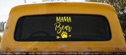 Mama Bear with Paw and Arrow Car or Truck Window Decal Sticker (Yellow)