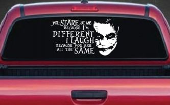 Joker I'm Different You Are All The Same Car or Truck Window Decal Sticker