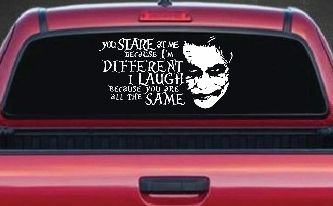 Joker I'm Different You Are All The Same Car or Truck Window Decal Sticker
