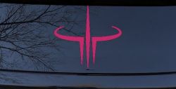 Quake 3 Logo Sci Fi Car or Truck Window Decal Sticker (Hot Pink)