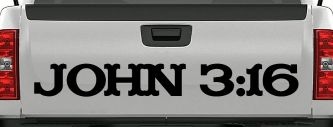 John 3:16 Christian Car or Truck Window Vinyl Decal Sticker (Black)
