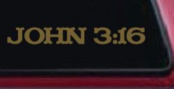 John 3:16 Christian Car or Truck Window Decal Sticker (Gold)
