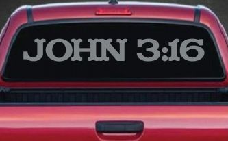 John 3:16 Christian Car or Truck Window Decal Sticker (Telegrey)
