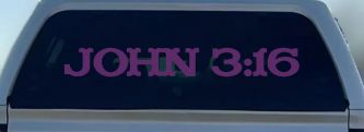 John 3:16 Christian Car or Truck Window Decal Sticker (Violet)