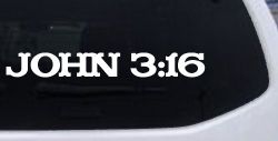 John 3:16 Christian Car or Truck Window Decal Sticker