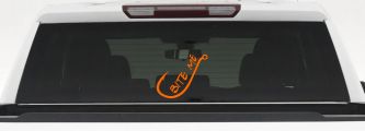 Bite me Funny Fishing Hook Fishing Car or Truck Window Vinyl Decal Sticker (Orange)