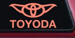 TOYODA Toyota Yoda Funny Car or Truck Window Decal Sticker (Coral)