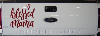 Blessed Mama with Heart Car or Truck Window Decal Sticker (Purple Red)