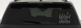 Blessed Mama with Heart Car or Truck Window Decal Sticker (Silver)