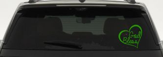 God Bless Inside Heart Christian Car or Truck Window Vinyl Decal Sticker (Lime)
