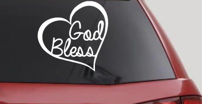 God Bless Inside Heart Christian Car or Truck Window Vinyl Decal Sticker