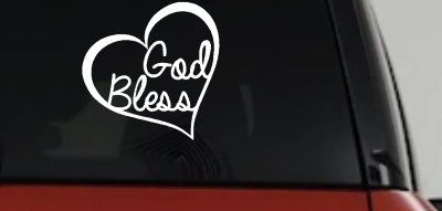 God Bless Inside Heart Christian Car or Truck Window Vinyl Decal Sticker
