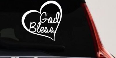 God Bless Inside Heart Christian Car or Truck Window Vinyl Decal Sticker