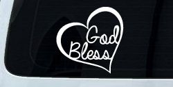 God Bless Inside Heart Christian Car or Truck Window Decal Sticker