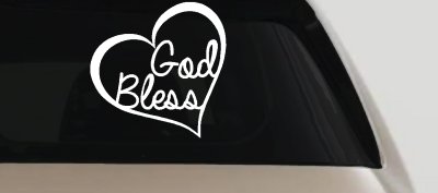 God Bless Inside Heart Christian Car or Truck Window Vinyl Decal Sticker