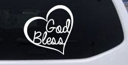 God Bless Inside Heart Christian Car or Truck Window Decal Sticker