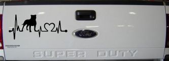 Pit Bull Pitbull Love Heartbeat Lifeline Monitor Car or Truck Window Decal Sticker (Black)