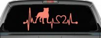 Pit Bull Pitbull Love Heartbeat Lifeline Monitor Car or Truck Window Vinyl Decal Sticker (Coral)