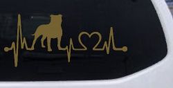 Pit Bull Pitbull Love Heartbeat Lifeline Monitor Car or Truck Window Decal Sticker (Gold)