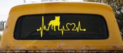 Pit Bull Pitbull Love Heartbeat Lifeline Monitor Car or Truck Window Decal Sticker (Yellow)