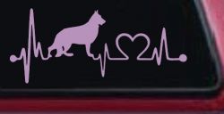 German Shepherd Love Heartbeat Monitor Car or Truck Window Vinyl Decal Sticker (Lilac)