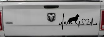 German Shepherd Love Heartbeat Monitor Car or Truck Window Decal Sticker (Matte Black)