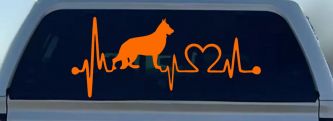 German Shepherd Love Heartbeat Monitor Car or Truck Window Vinyl Decal Sticker (Orange)