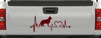 German Shepherd Love Heartbeat Monitor Car or Truck Window Decal Sticker (Purple Red)