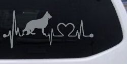 German Shepherd Love Heartbeat Monitor Car or Truck Window Vinyl Decal Sticker (Telegrey)
