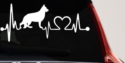 German Shepherd Love Heartbeat Monitor Car or Truck Window Vinyl Decal Sticker