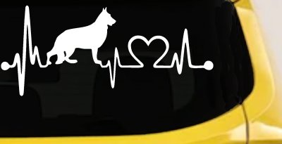 German Shepherd Love Heartbeat Monitor Car or Truck Window Vinyl Decal Sticker