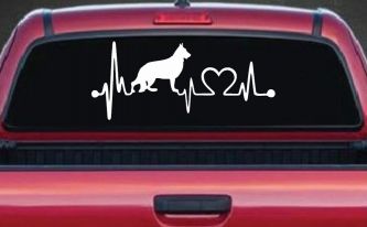 German Shepherd Love Heartbeat Monitor Car or Truck Window Decal Sticker