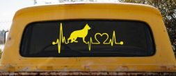 German Shepherd Love Heartbeat Monitor Car or Truck Window Decal Sticker (Yellow)