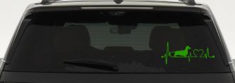 Dachshund Love Heartbeat Lifeline Monitor Dog Car or Truck Window Decal Sticker (Lime)