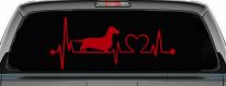 Dachshund Love Heartbeat Lifeline Monitor Dog Car or Truck Window Decal Sticker (Red)