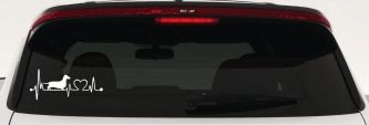 Dachshund Love Heartbeat Lifeline Monitor Dog Car or Truck Window Decal Sticker (White)