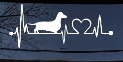 Dachshund Love Heartbeat Lifeline Monitor Dog Car or Truck Window Decal Sticker