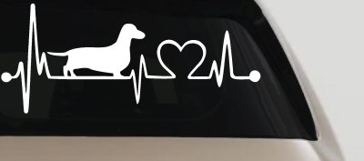Dachshund Love Heartbeat Lifeline Monitor Dog Car or Truck Window Vinyl Decal Sticker