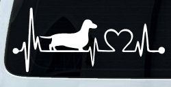 Dachshund Love Heartbeat Lifeline Monitor Dog Car or Truck Window Decal Sticker