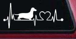 Dachshund Love Heartbeat Lifeline Monitor Dog Car or Truck Window Decal Sticker