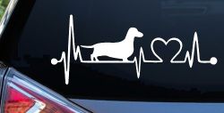 Dachshund Love Heartbeat Lifeline Monitor Dog Car or Truck Window Decal Sticker
