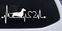 Dachshund Love Heartbeat Lifeline Monitor Dog Car or Truck Window Decal Sticker