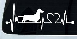 Dachshund Love Heartbeat Lifeline Monitor Dog Car or Truck Window Decal Sticker