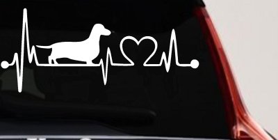 Dachshund Love Heartbeat Lifeline Monitor Dog Car or Truck Window Vinyl Decal Sticker