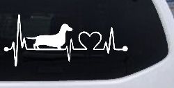 Dachshund Love Heartbeat Lifeline Monitor Dog Car or Truck Window Decal Sticker